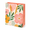 Geschenktüte 32 x 12 x 26 cm aus Papier in Rosa mit Blumenmuster und Tragegriffen
