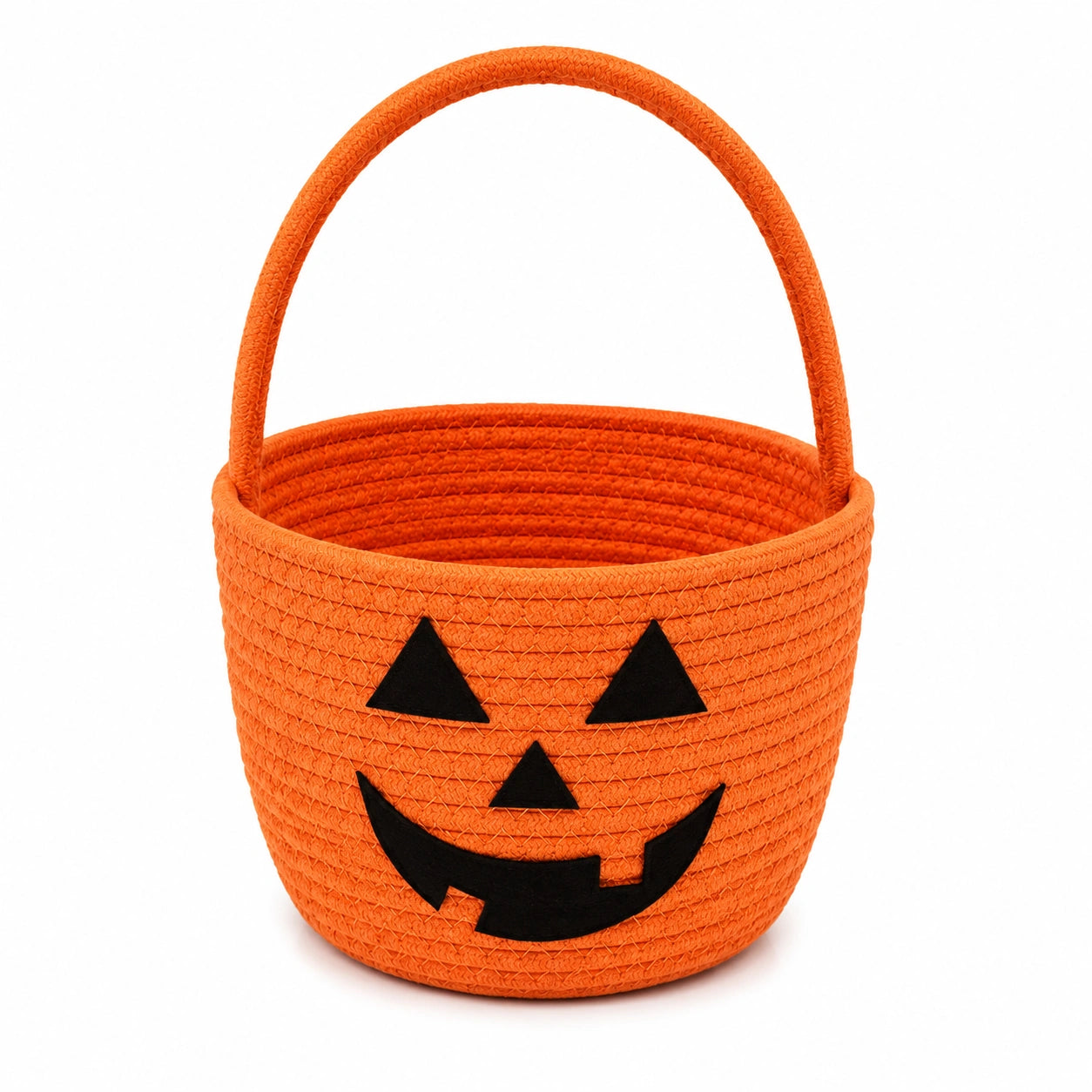 Aufbewahrungskorb 25 cm aus Textil orange mit Tragegriff und Kürbisgesicht