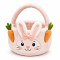 Plüsch-Osterkorb 24 cm aus Polyester in Rosa mit Hasenmotiv und Tragegriff