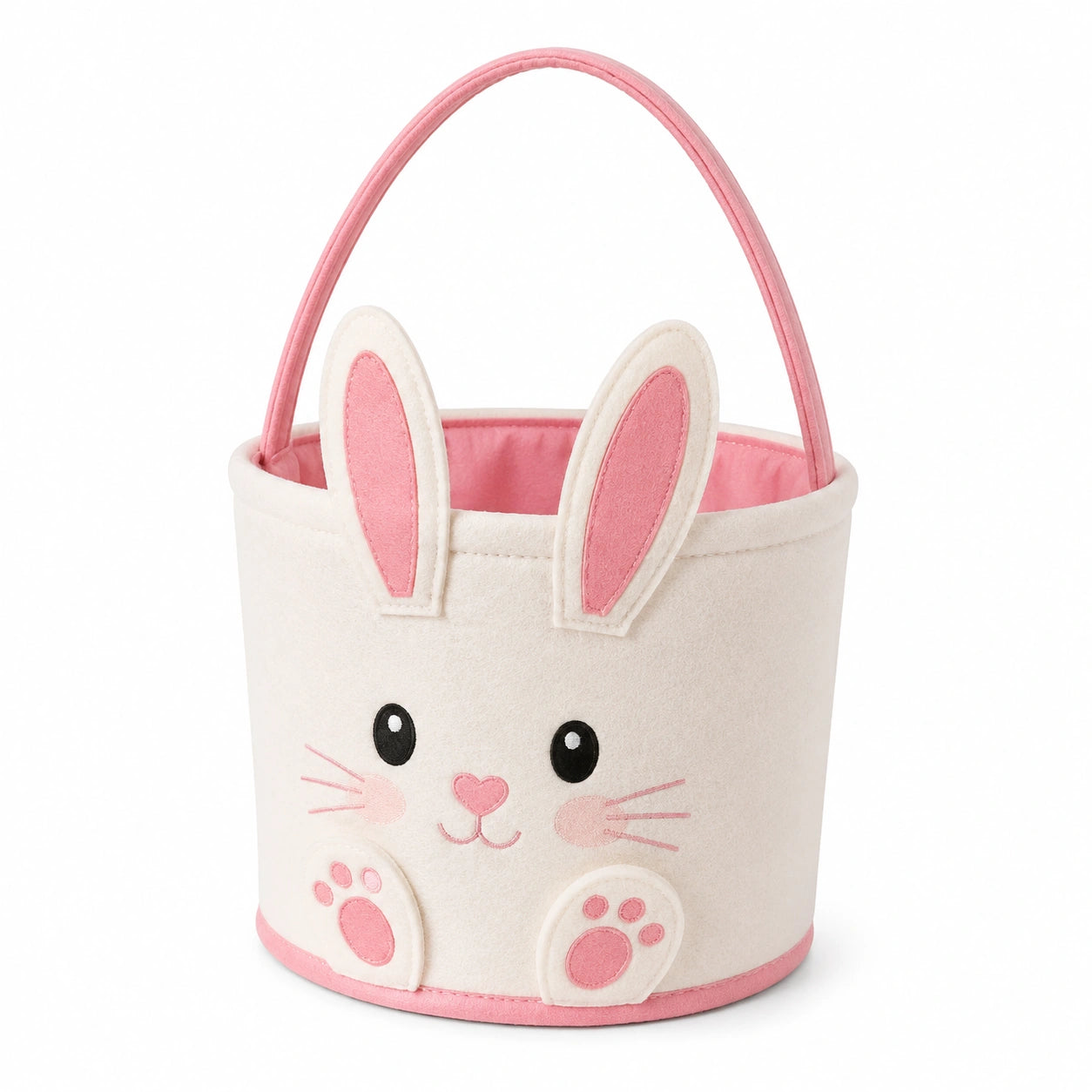 Osterkorb 20 x 22 cm aus Filz in Creme Rosa mit Hasenmotiv und Tragegriff