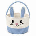 Aufbewahrungskorb 30 cm Baumwolle Blau Creme Hasenmotiv mit Tragegriff