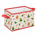 Aufbewahrungsbox 30 x 20 x 20 cm Vliesstoff Weiß Rot Weihnachtsmotiv faltbar