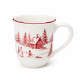 Keramiktasse 0.35 L Weiß Rot mit Winterlandschaft Motiv