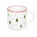 Keramiktasse 8.5 cm Weiß mit Weihnachtsbaum Motiv und rotem Rand
