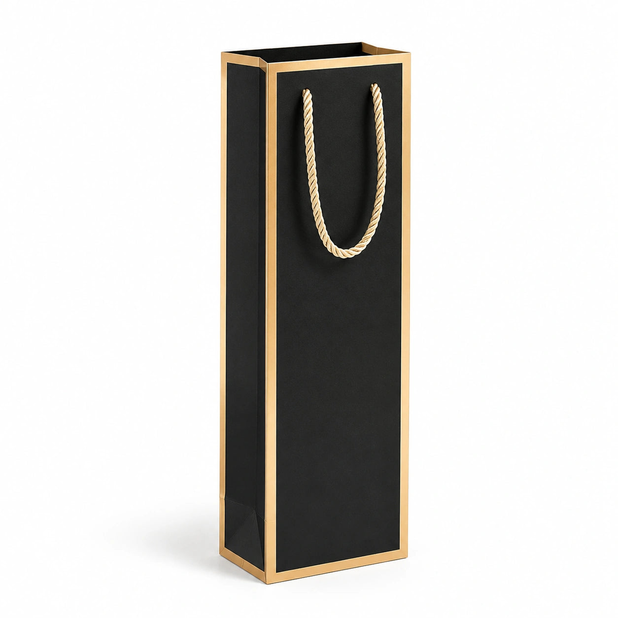 Geschenkbeutel 12 x 12 x 40 cm aus Papier Schwarz/Gold mit Kordelgriff