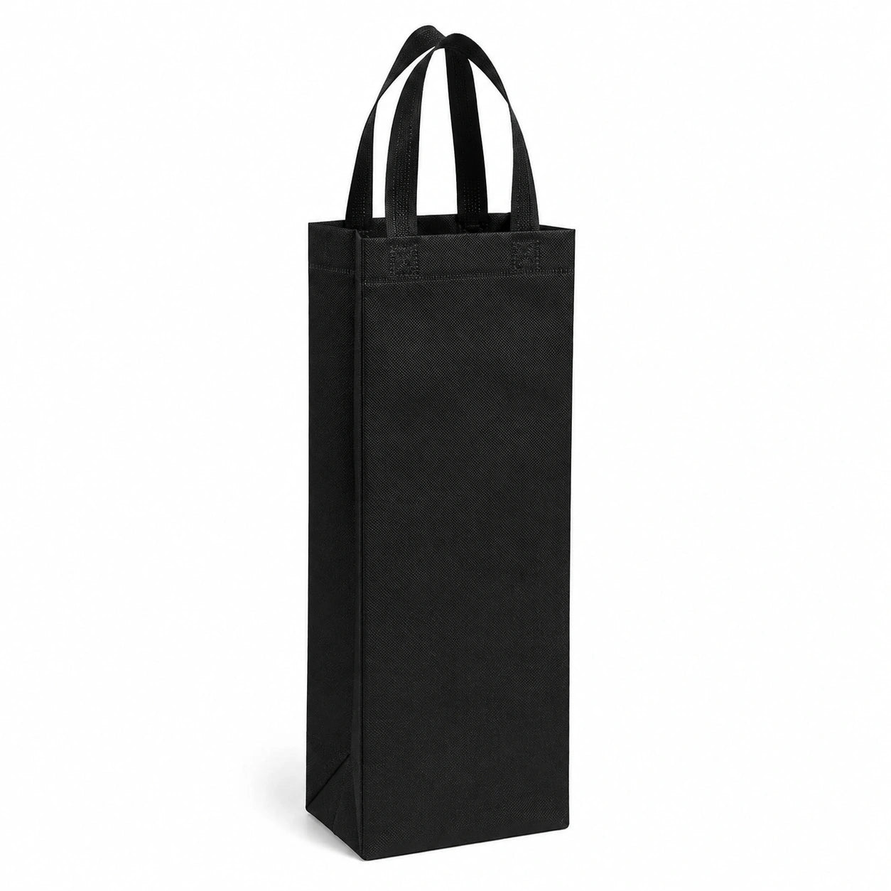 Flaschentasche 10 x 10 x 35 cm Vliesstoff Schwarz für Weinflaschen mit Tragegriffen