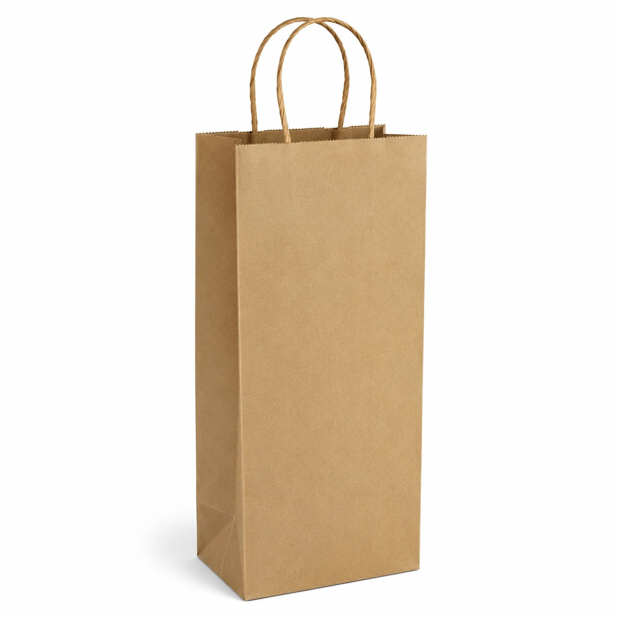 Papiertüte 14 x 8 x 39 cm aus Kraftpapier Braun mit Kordelgriffen für Flaschen